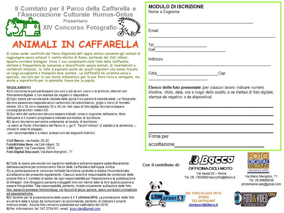 bando di concorso per fotografi d''area romana